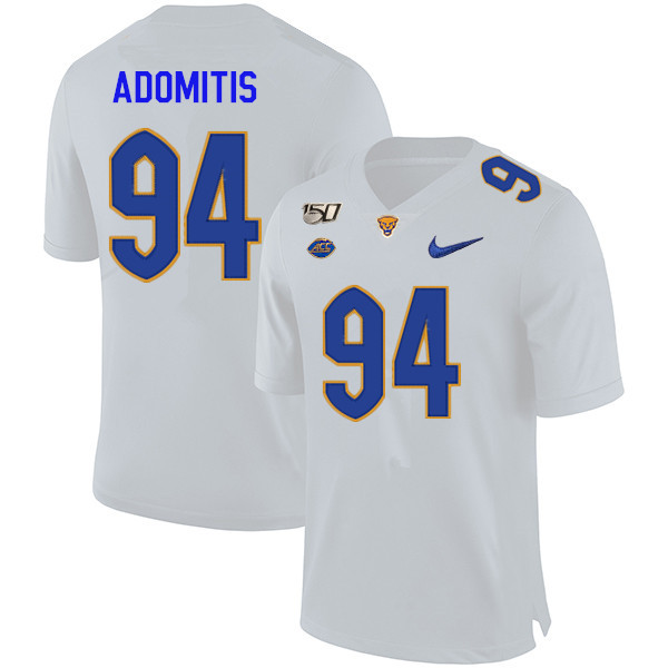 2019 Men #94 Cal Adomitis Pitt Panthers College Football Jerseys Sale-White